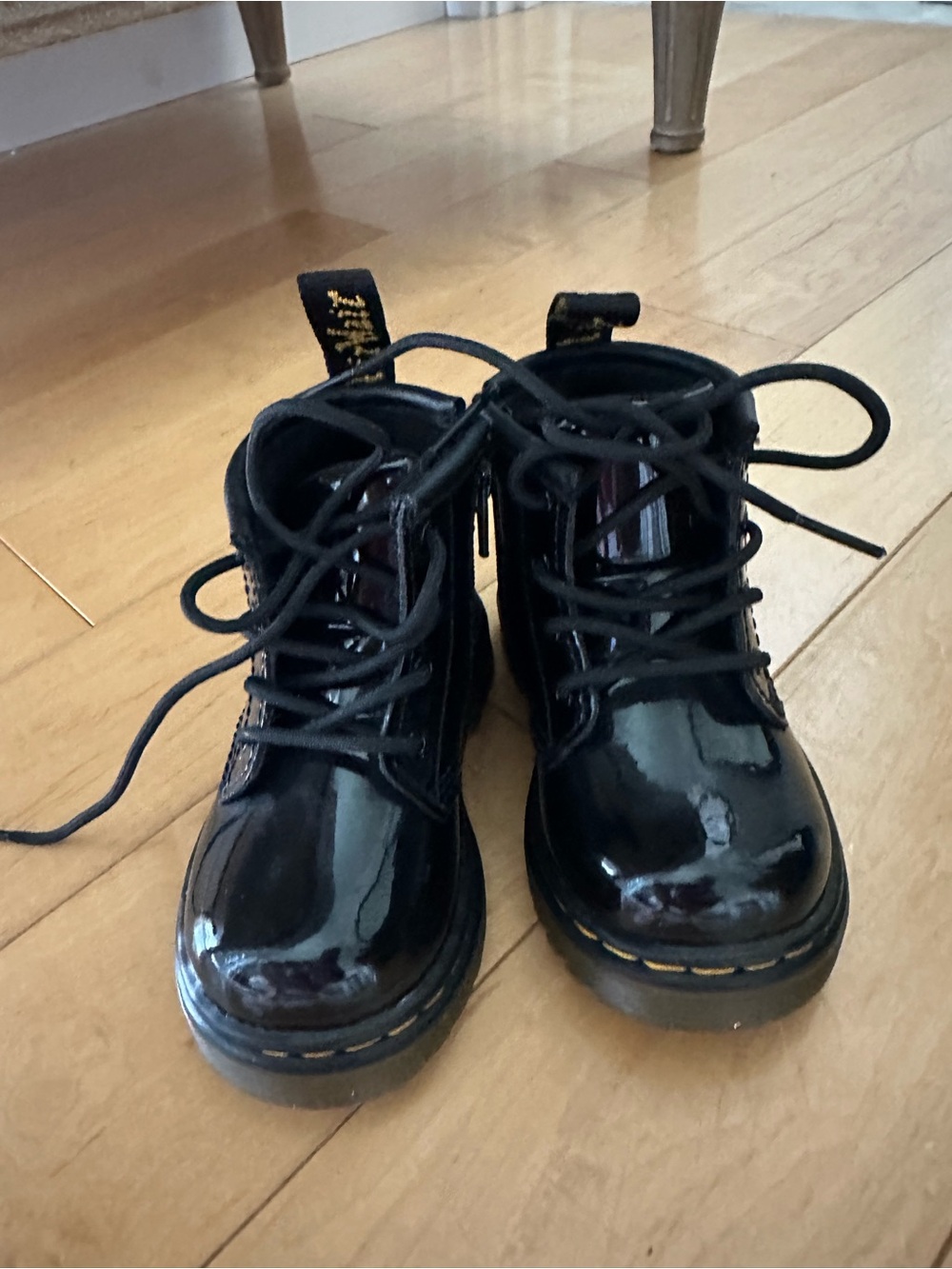 Dr. Martens Kids Black Patent Leather Ankle Boots – Size US 5 / EU 20